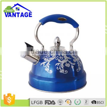 Easy pouring non electric flower tea kettle whistling kettle stainless steel