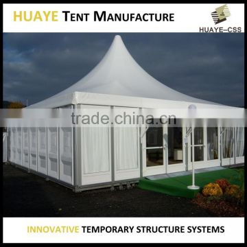 Special design pagoda tent white pvc or glass walls