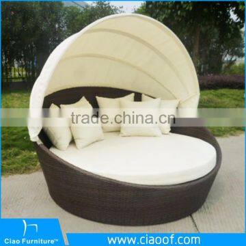 GB-10D outdoor wicker rattan leisure garden bed with canopy