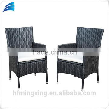 Outdoor patio PE rattan modern stainless steel dining chair with cushions