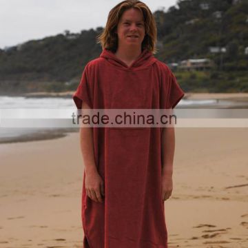Custom Plain Cotton Bath Robe With Hooded Surf Poncho Beach Towel