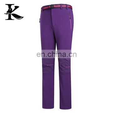Purple plaid waterproof softshell ski pants for women