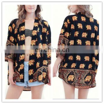 Lasted Fashion OEM Customized Women Elephant Kimono Cardigan