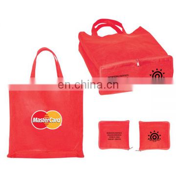 custom red non woven shopping bag with zip eco friendly foldable shopping bag with zip with logo