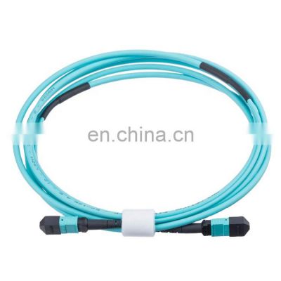 high quality 12 core MPO- MPO patch cords om4 om3 coring glass fibre optic MPO cable