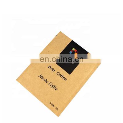 Custom printed food grade kraft flat pouch eco-friendly kraft paper bag for drip coffee