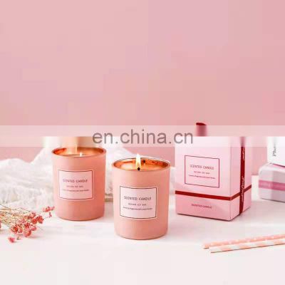 Wholesale private label electroplating glass scented candles Valentine's day soy wax customised scented candles