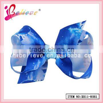 Ice blue ribbon hair jewelry for teenage girls,frozen ribbon bow hair clip wholesale