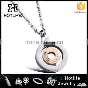 316L stainless steel engraving double round jewellery design pendant                        
                                                Quality Choice