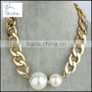 gold cuban chain pearl Bubble Necklace