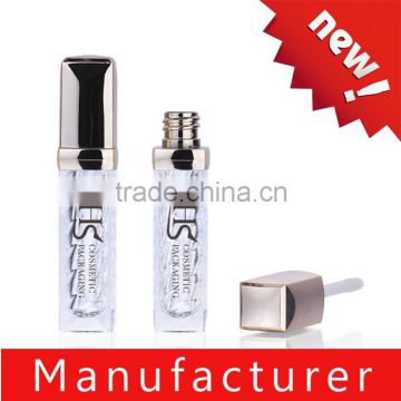 Fashional Cosmetic Gold Plastic Lip Gloss Tubes With Brush
