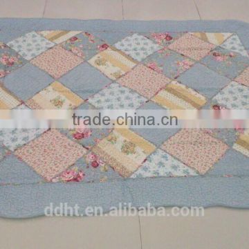 Blue Lacework Floral Tartan Patchwork Floor Mats / Patchwork Carpets