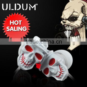 ULDUM Hi-Fi skull black ,gold,silver earphone with microphone for free shipping for game