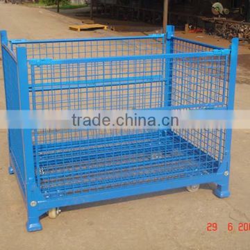 Forklift trolley industrial steel box pallet/ Logistics trolley with wheels