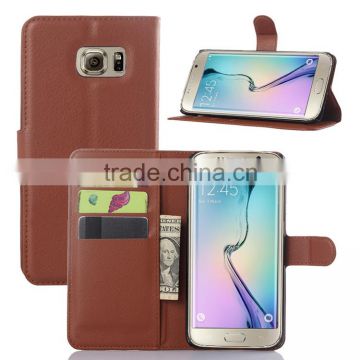 HOT SELLING Luxury Case for Samsung GALAXY S6 edge Plus PU Lichee Leather Flip Cover with Wallet
