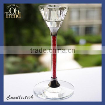Wholesale glass taper candle holders/ glass mason jar with handle/ candlestick crystal