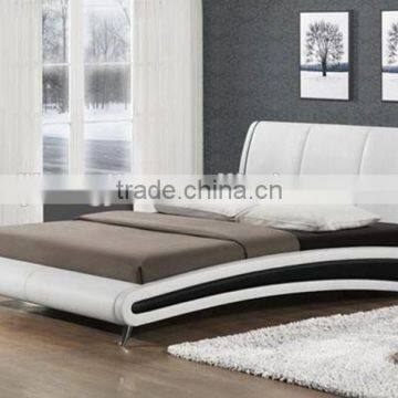 Modern Concised Curve White PU Bed for Bedroom Furniture(LB1033)