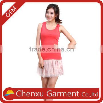 Fashion girl plain red vest tops wholesale custom tank top women