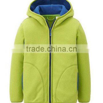 Light green women's fashion winter fleece jacket with hood
