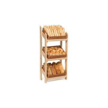 Retail Floor Standing 3-layer Wooden Bread Display Shelf