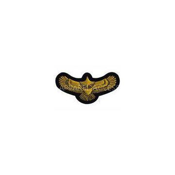 Gold Wings Regimental Blazer Badges For T - Shirt , Embroidered Crest Patches