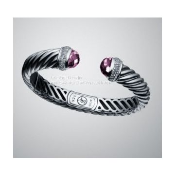 High Quality Sterling Silver Amethyst Waverly Cuff Bracelet for Women