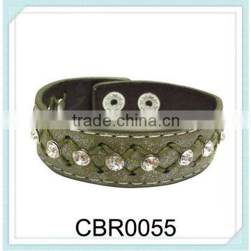 PU artificial diamond sewing Braid bracelet