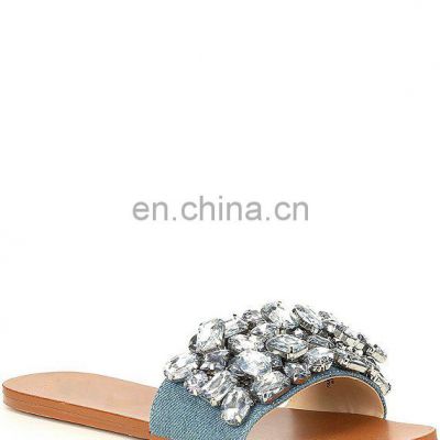2021 flat sandals rhinestones women grey color beautiful design sandalias shoes
