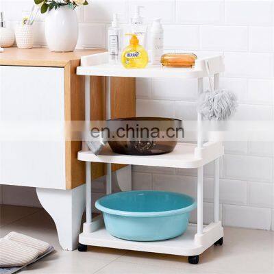 Easy Slid Home Multifunction Foldable Sort Out Washbasin PP Plastic Organizer Laundry Room Bathroom Storage Rack with Wheels