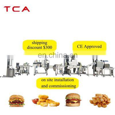 automatic chicken nuggets frying plant meat beef hamburger patty machine