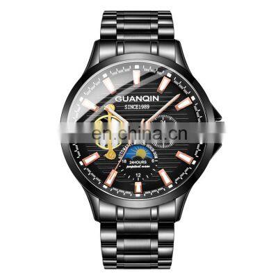 New Style Luxury GUANQIN GJ16131 Men Automatic Mechanical Stainless Steel Strap Wrist Watches