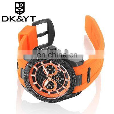 2019 best selling oem odm luxury orange silicone band men quartz stainless steel male wrist watch