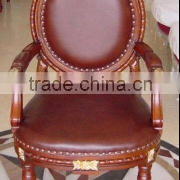 Luxury carving frame leather fabric hotel chair XYD340