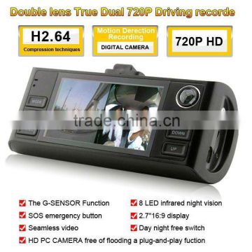 Night vision 2.7 inches dual camera 720p car dvr F50 blackbox