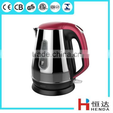 1.8L Red Color Stainless Steel Cordless Electric Water Kettle / HDK-211B-R