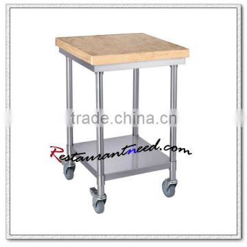 S021 Mobile Stainless Steel Bench With Wooden/Plastic Cutting Board
