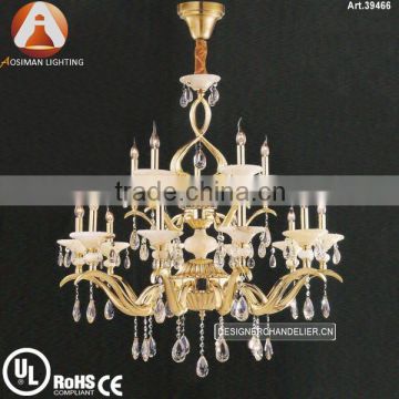 15 Light Antique Zinc Alloy Chandelier with Clear Crystal