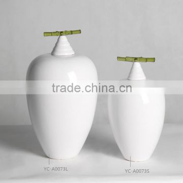 Chinese style home decorative bamboo glazed ceramic Art Storage Jar