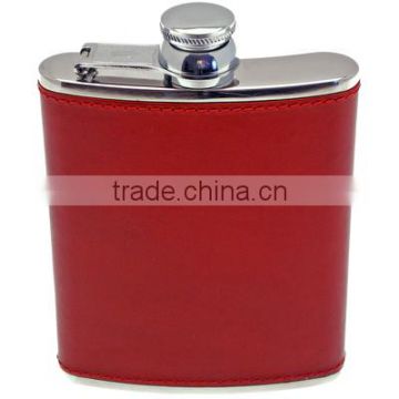New Products 6oz stainless steel flagon hip flask with leather case