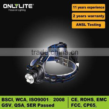 2*18650 Battery 600 Lumen Led Headlamp and headlight with zoom lens