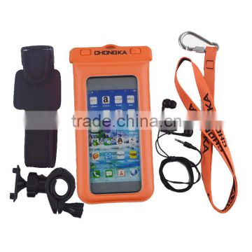 Promotion gift diving waterproof cellphone bag with earphone