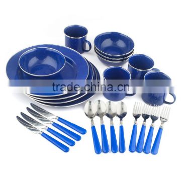 GRS enamel camping tableware set 24 pcs