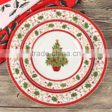 Porcelain Christmas Tree Dinner Plate Set