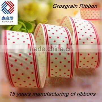 Factory Sale Directly Small Stars Printed Grosgrain Ribbon