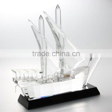 Noble Customized Made Islamic crystal boat model for black base With Logo and Text Engraved Free