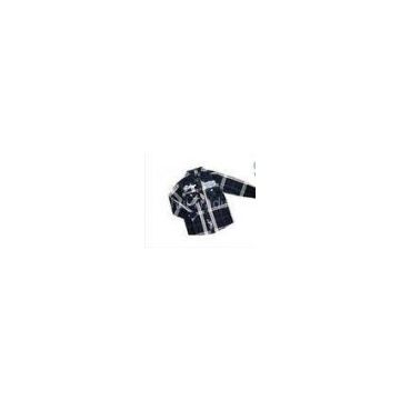 Personalized Navy Blue Cotton Kids Plaid Check fromal shirts For Boys with Two pocket