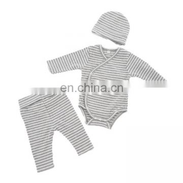 Stripe baby 3pcs set romper hat pant newborn gift set