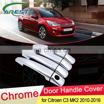 for Citroen C3 Mk2 2010 2011 2012 2013 2014 2015 2016 Chrome Door Handle Cover Trim Car Set Styling Accessories VT VTR+ Stickers