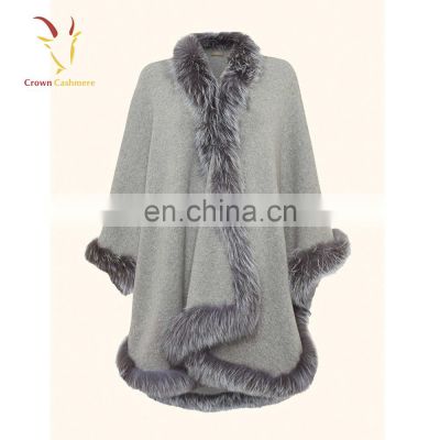 Winter Warm Wool Knitted Poncho Lady Fur Poncho