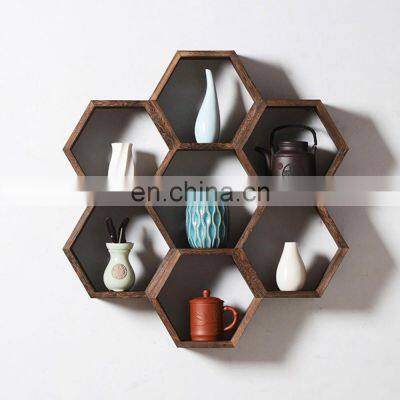 Assembled Shelf, Solid Wood Decorative Wall Hanging, Brown Bedroom Living Room Display Cabinet,